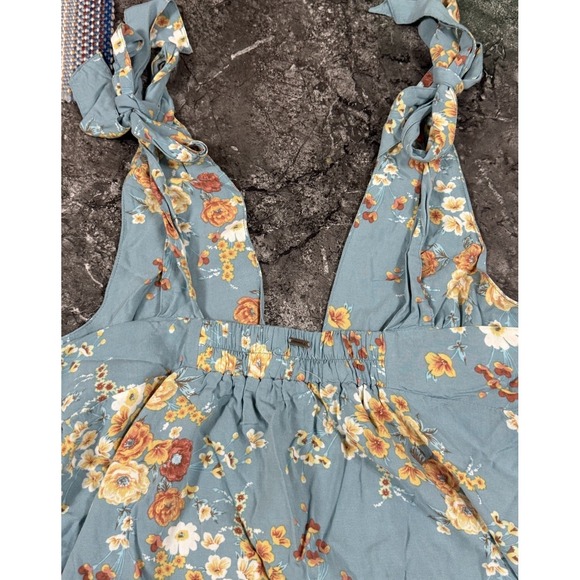 O'Neil Womens Lorna Floral Tie Strap Swingy A Line Dress Plunging V Neck Sz L - Picture 6 of 9